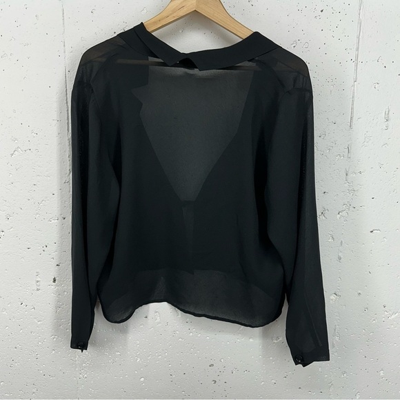 Jila Women’s size Medium Black Sheer Kimono Tie Front Jacket - Picture 7 of 13